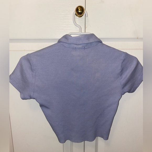 Blue button up polo crop top XS - Picture 2 of 4